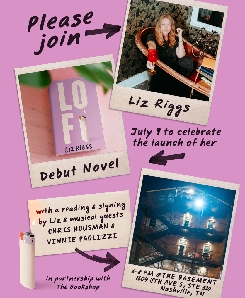 Liz Riggs author event flyer
